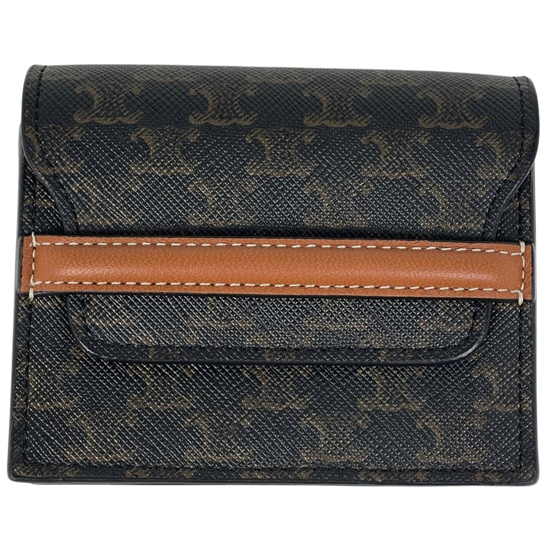 Celine Triomphe Business Card Holder/Card Case, Coated Canvas and Leather, Black/Brown, Women's: --- Catalog ---Category: DesignType: Business card caseColor: Black, BrownGender: WomenMaterial: Coated canvas , Leather Category: GeneralBrand: CelineCategory: Physical PropertiesSize (HxWxD): 9cm x 