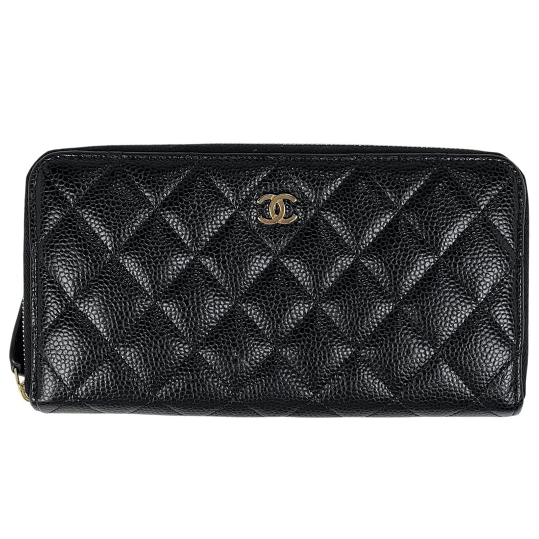 Chanel Coco Mark Round Zip Long Wallet, Caviar Leather, Black, AP0242, Women's: --- Catalog ---Category: SizeSize (HxWxD): 10.5cm x 19.5cm x 2.5cm / 4.13'' x 7.67'' x 0.98''Category: DesignType: Long wallet (bi-fold)Color: BlackGender: WomenMaterial: Grained Calfskin Category: Ge