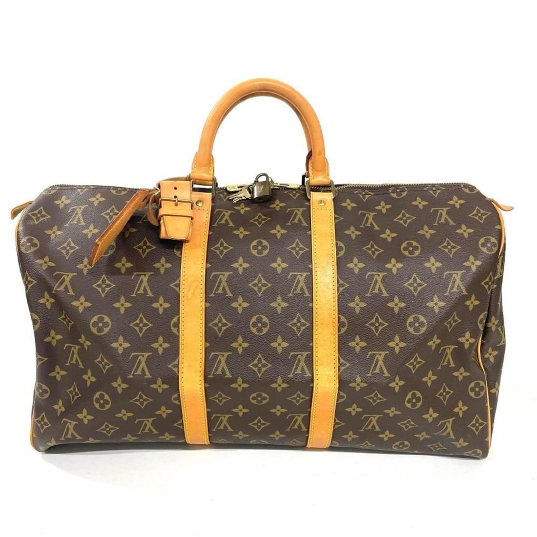 Louis Vuitton Keepall 50 Boston Bag, Monogram Canvas, M41426, Brown, Gold Hardware: --- Catalog ---Category: SizeSize (HxWxD): 27cm x 50cm x 22cm / 10.62'' x 19.68'' x 8.66''Category: DesignType: Boston bagColor: BrownGender: Women,MenMaterial: Monogram , Canvas Category: GeneralMPN: