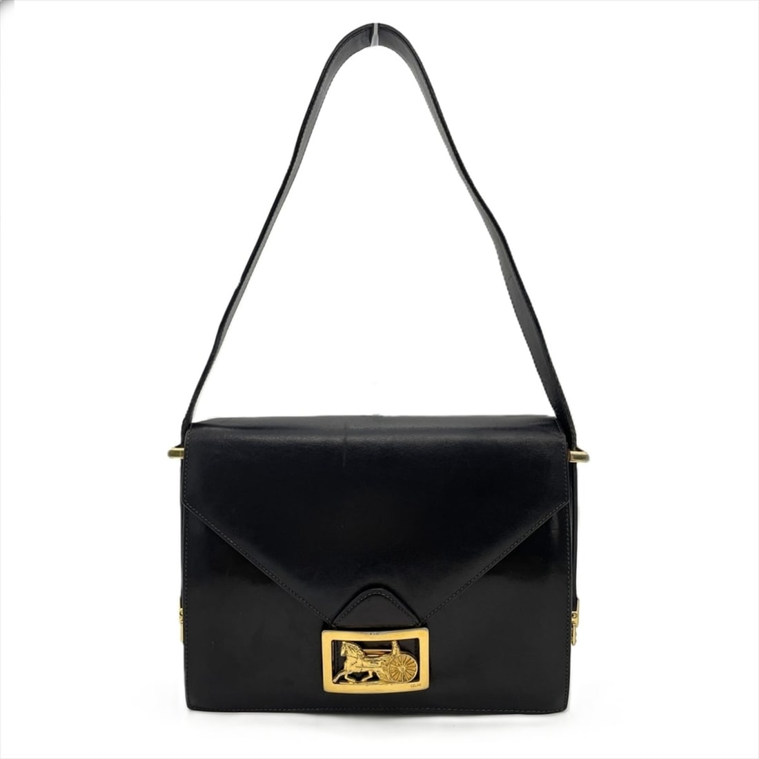 Celine CELINE Carriage Hardware Shoulder Bag Leather Black Gold Old Women's: --- Catalog ---Category: SizeSize (HxWxD): 18cm x 24cm x 6cm / 7.08'' x 9.44'' x 2.36''Category: DesignType: Shoulder bagColor: BlackGender: WomenMaterial: Leather Category: GeneralBrand: Celine--- It