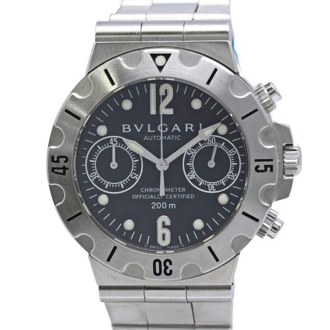 BVLGARI Diagono Scuba SC38SS SLN SCB38S Men's Watch SS 40479 (1 of 12)