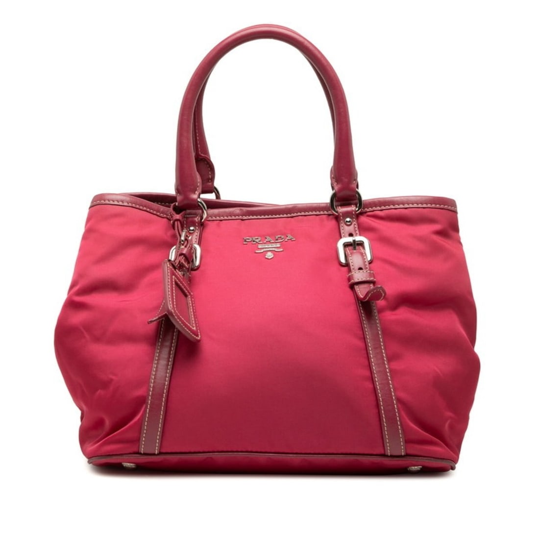 Prada Logo Tote Bag Handbag Pink Nylon Leather Women's PRADA (1 of 11)