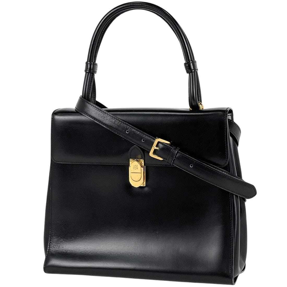 Loewe Anagram 2-Way Leather Handbag, Black, Women's: --- Catalog ---Category: SizeSize (HxWxD): 23cm x 27cm x 10cm / 9.05'' x 10.62'' x 3.93''Category: DesignType: Handbag, Shoulder bagColor: BlackGender: WomenMaterial: Leather Category: GeneralBrand: L