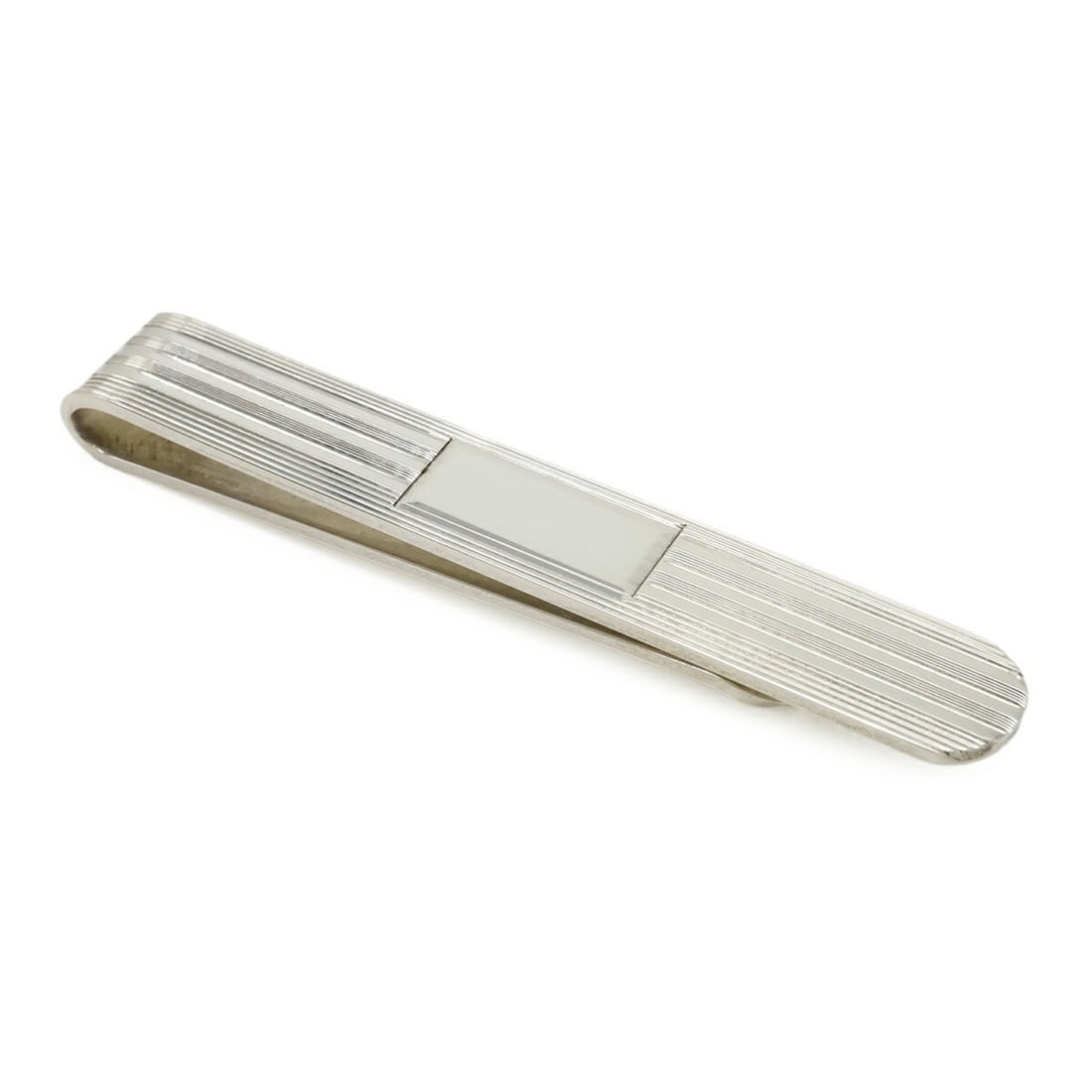 TIFFANY&Co. Tiffany Engine Turn Tie Clip Bar Money SV925 Silver (1 of 8)