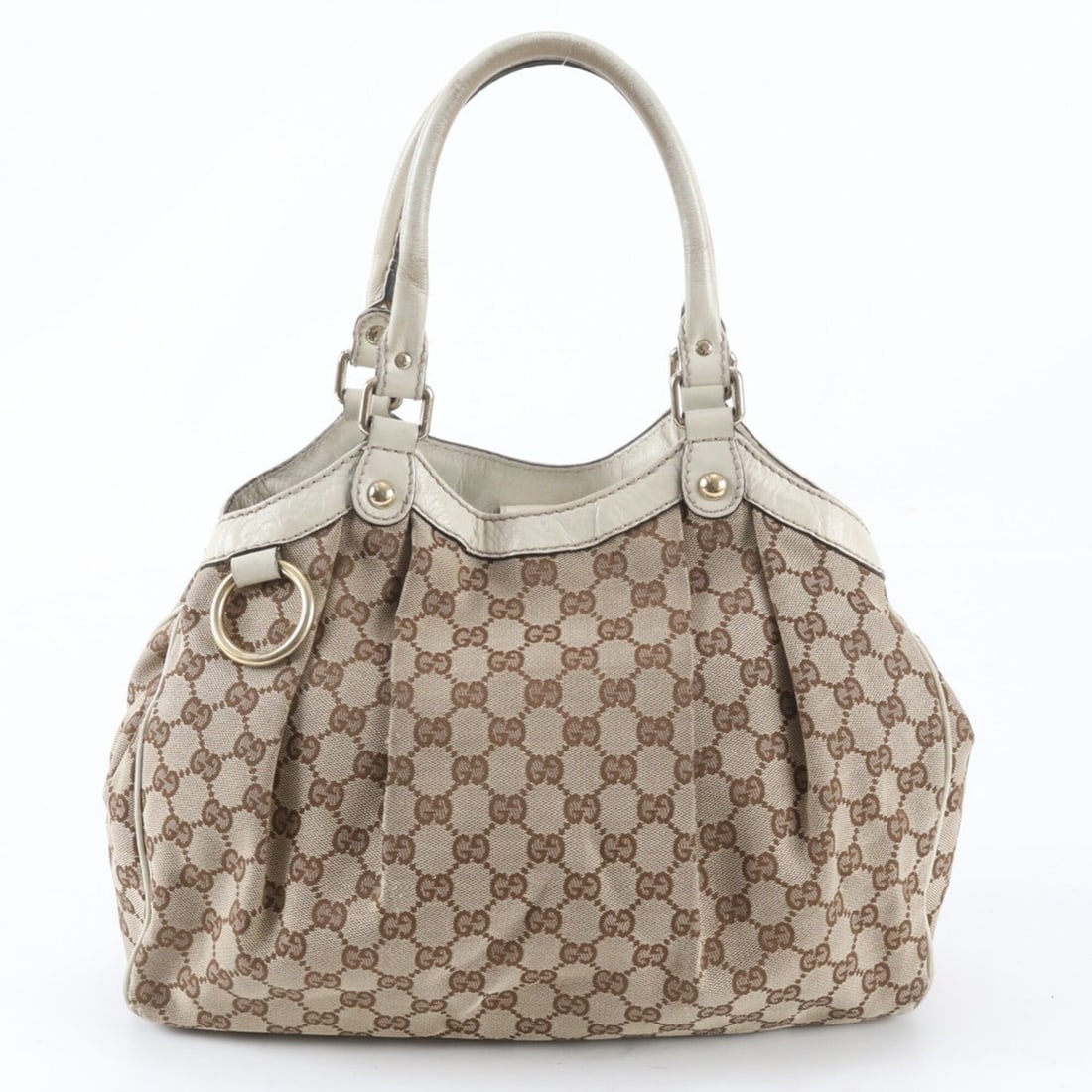 Gucci GG Canvas Sukey 211944 Leather Tote Bag Handbag Shoulder Brand Women's: --- Catalog ---Category: SizeSize (HxWxD): 27cm x 33cm x 11cm / 10.62'' x 12.99'' x 4.33''Category: DesignType: Handbag, Tote bagColor: BeigeGender: WomenMaterial: Leather , Canvas Category: GeneralMP