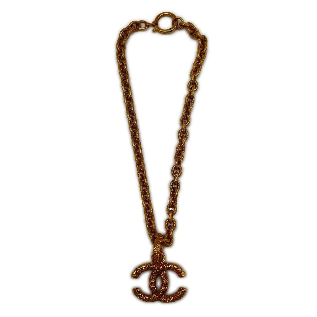 CHANEL Coco Mark Lava Chain Necklace GP - Gold Women's: --- Catalog ---Category: SizeWeight: 89g / 3.13oz.Pendant Size: 42mm x 30mm / 1.65'' x 1.18''Neck Circumference: 44 cm / 17.32''Category: DesignColor: GoldGender: WomenNecklace Type: NecklaceCategory: