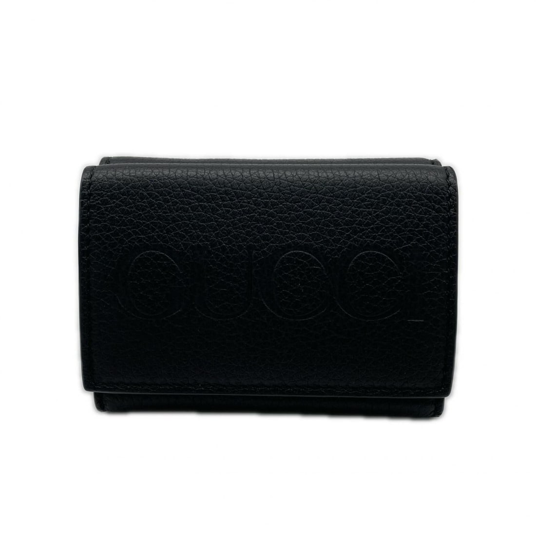 GUCCI Logo Leather Compact Wallet 736151 Tri-fold Black Men's (1 of 14)