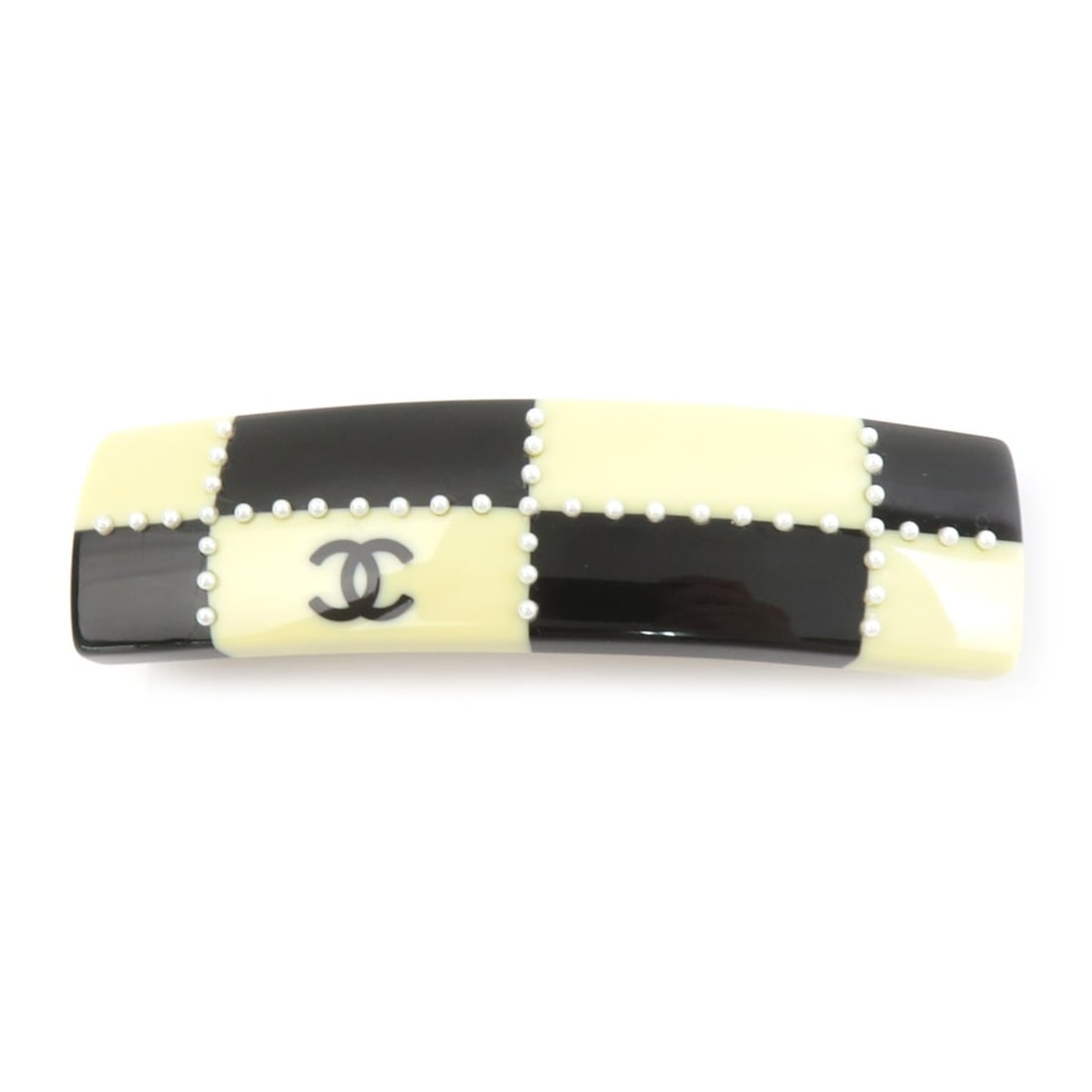 Chanel CHANEL Barrette Coco Mark Resin Metal Cream Black Gold Women's e61988a: --- Catalog ---Category: SizeSize (LxW): 2.5cm x 9.5cm / 0.98'' x 3.74''Category: DesignType: BarretteColor: Black, Cream, GoldGender: WomenMaterial: Metal, ResinCategory: GeneralBrand: ChanelCountry 
