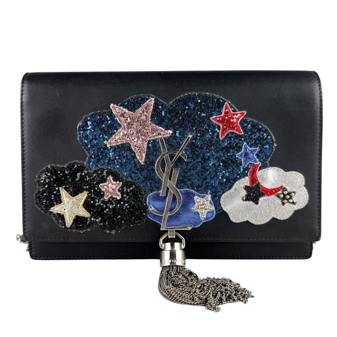 Saint Laurent cross-body shoulder bag, wallet, chain leather, metal, black, silver, women's, free: --- Catalog ---Category: SizeSize (HxWxD): 12cm x 19cm x 3cm / 4.72'' x 7.48'' x 1.18''Category: DesignType: Shoulder bagColor: BlackGender: WomenMaterial: Leather Category: GeneralBrand: Saint Lauren