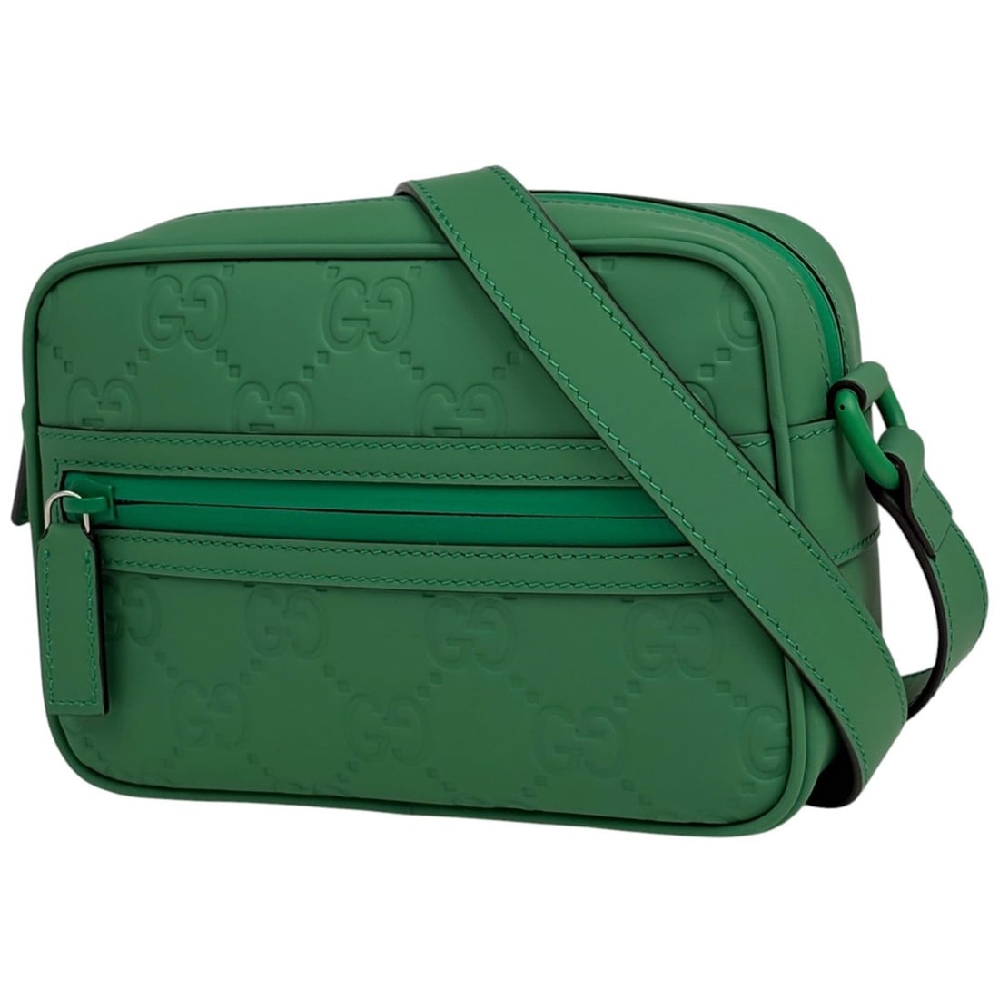 Gucci GG Rubber Effect Mini Shoulder Bag, Leather, Green, 771321, Women's: --- Catalog ---Category: SizeSize (HxWxD): 13cm x 18cm x 5cm / 5.11'' x 7.08'' x 1.96''Category: DesignType: Shoulder bagColor: GreenGender: WomenMaterial: Leather Category: GeneralBrand: Gucci--- Ite