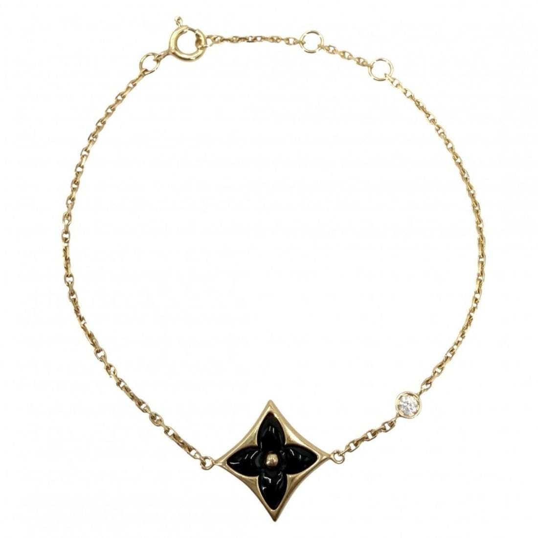 Louis Vuitton Star Blossom BB Bracelet for Women, Adjustable, 18K Yellow Gold, 0.04ct Diamond,: --- Catalog ---Category: SizeLength: 14.5cm - 17.5cm / 5.7'' - 6.88''Category: DesignType: Charm braceletColor: Black, GoldGender: WomenMaterial: Yellow gold (18K)Category: GeneralBrand: Louis Vuitton