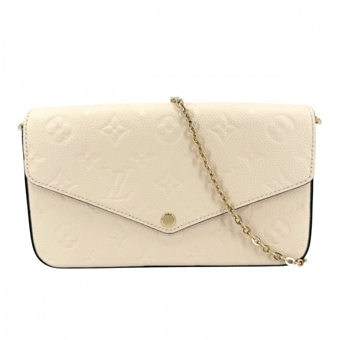 Louis Vuitton Women's Monogram Empreinte Pochette Felicie Shoulder Bag, Chain Wallet, Crossbody: --- Catalog ---Category: SizeSize (HxWxD): 12cm x 21cm x 3cm / 4.72'' x 8.26'' x 1.18''Category: DesignType: Clutch bag, Pochette, Shoulder bagColor: CreamGender: WomenMaterial: Monogram Empreinte Cat
