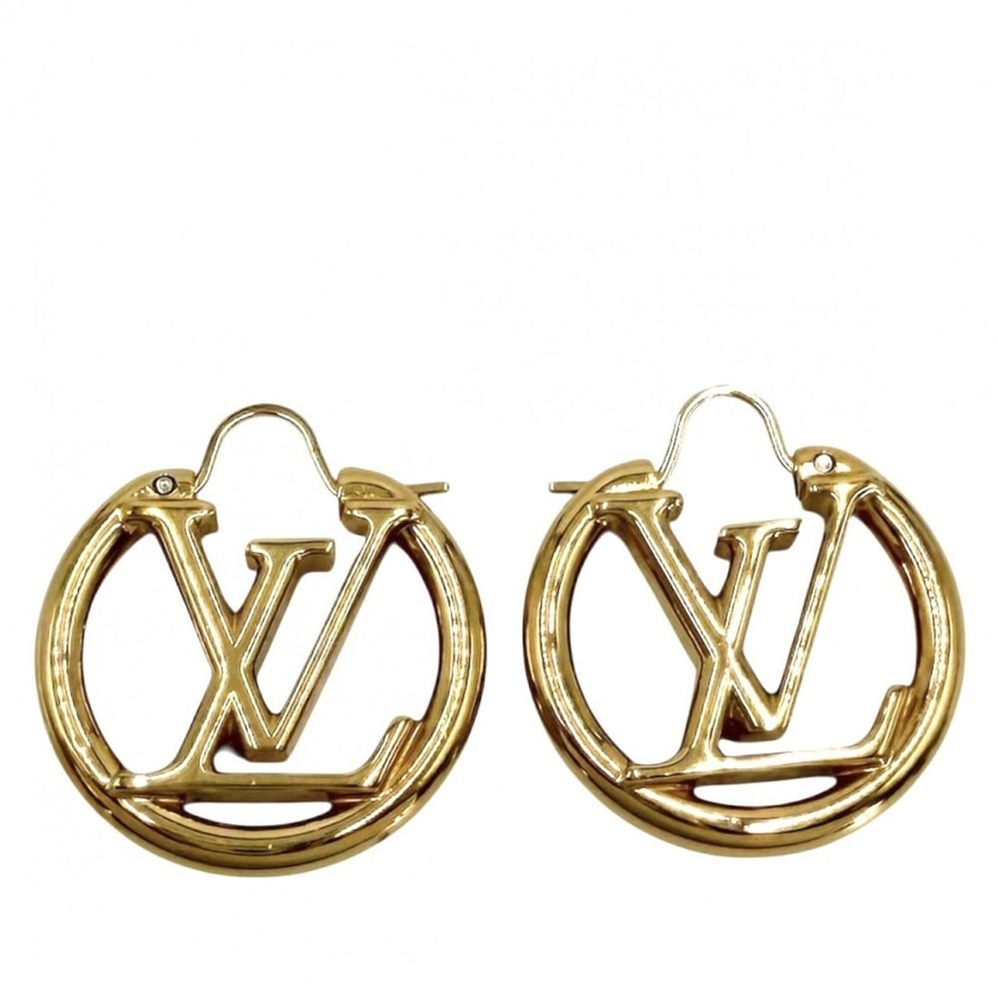 Louis Vuitton Women's Louise LV Circle Earrings, M00396, Gold, Approx. 14.6g: --- Catalog ---Category: SizeSize (HxWxD): 25.00mm x 25.00mm x 3.00mm / 0.98'' x 0.98'' x 0.12''Category: DesignType: Stud earringsColor: GoldGender: WomenCategory: GeneralBrand: Louis Vuitton--- Item