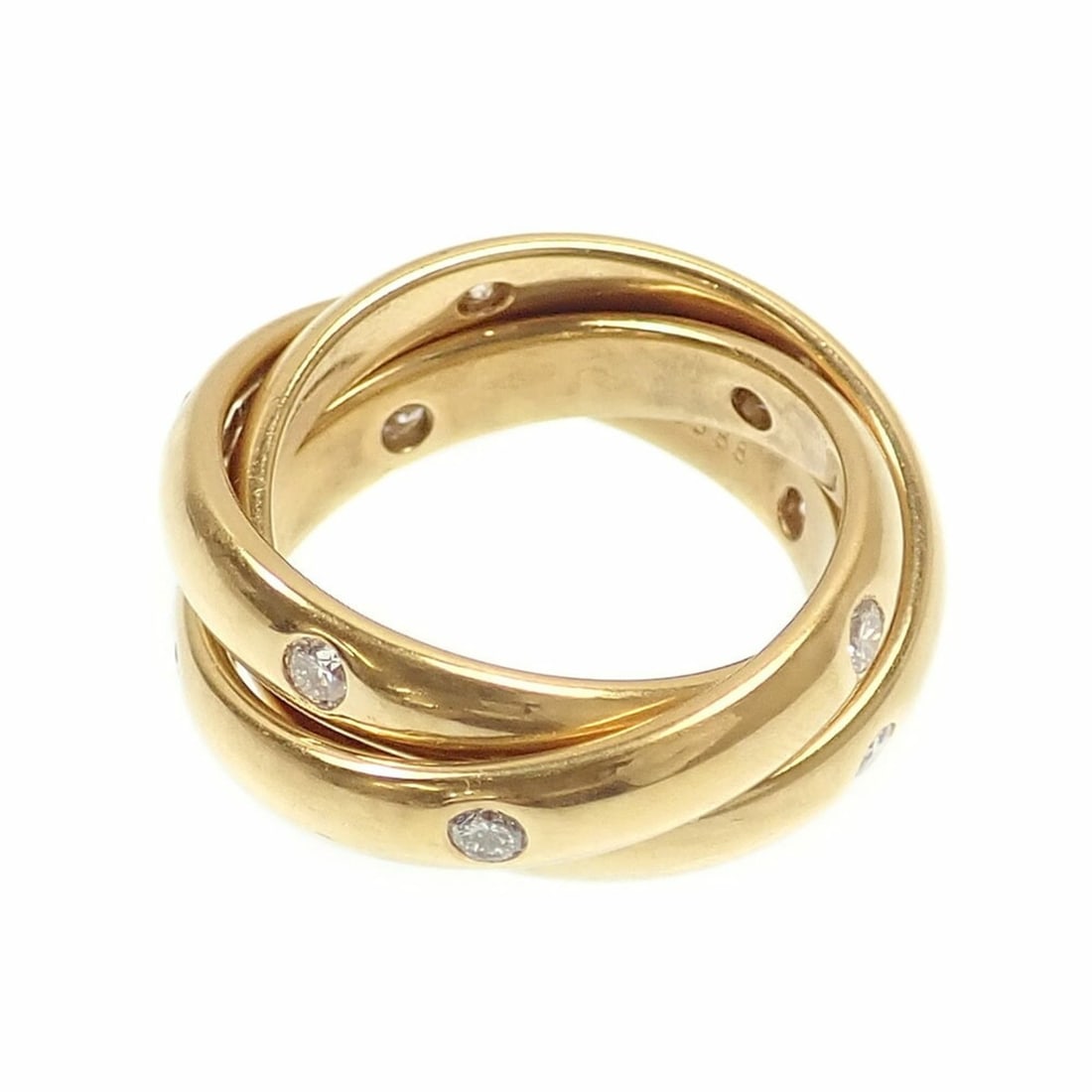 Cartier Diamond Trinity Ring for Women, 18K Yellow Gold, Size 11 (#51), 15.0g, 750 15 Diamonds.: --- Catalog ---Category: SizeUS Size: 6Brand Size: 51Category: DesignType: Band ringGender: WomenMaterial: Yellow gold (18K)Category: GeneralBrand: Cartier--- Item List ---Section: ConditionRanking: R