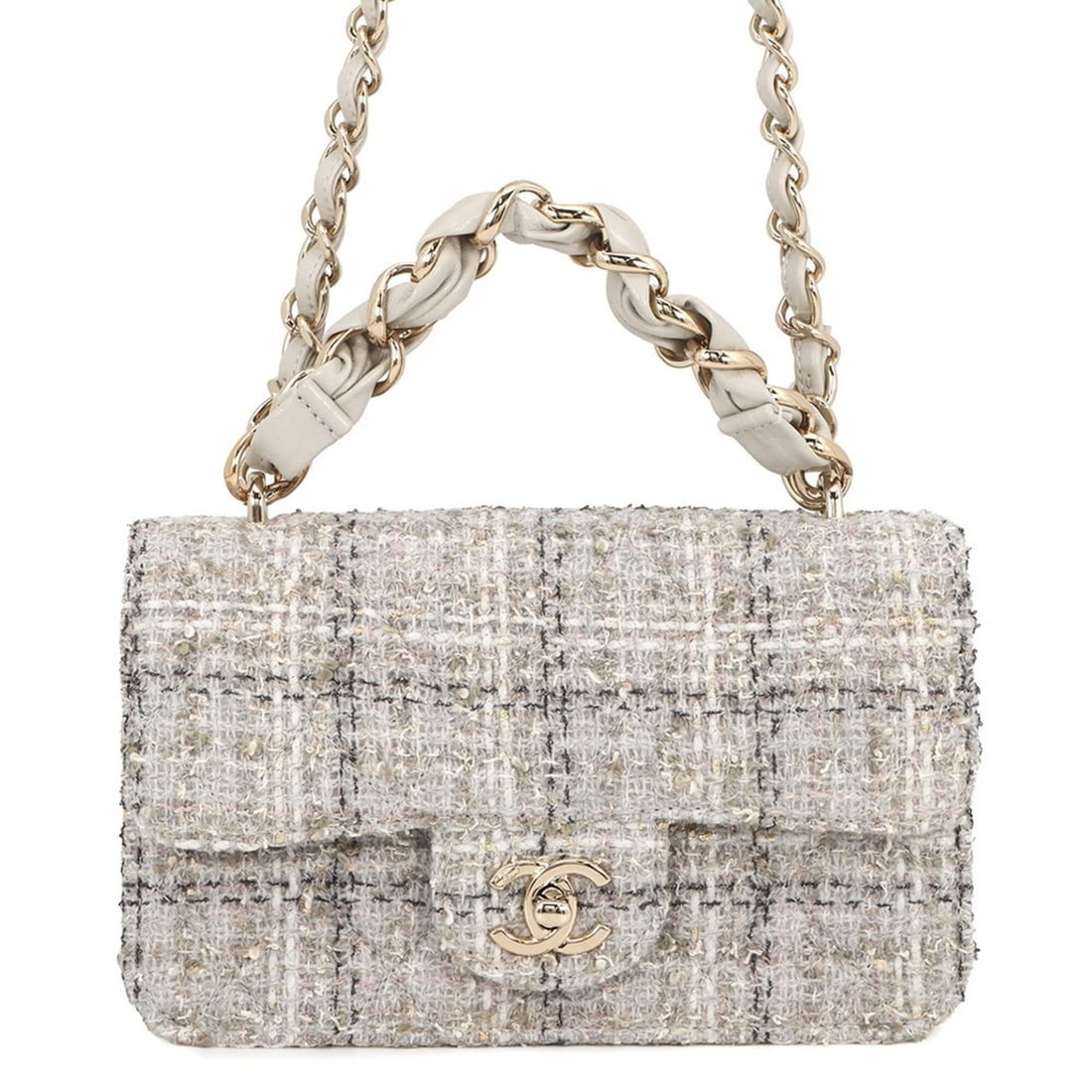 Chanel Chain Shoulder Bag, Coco Mark, Matelassé, Single Flap, Tweed, AS5670, CHANEL Handbag,: --- Catalog ---Category: SizeSize (HxWxD): 12cm x 20cm x 7cm / 4.72'' x 7.87'' x 2.75''Category: DesignType: Handbag, Shoulder bagColor: GrayGender: WomenMaterial: Tweed Category: GeneralMPN: AS5670-B