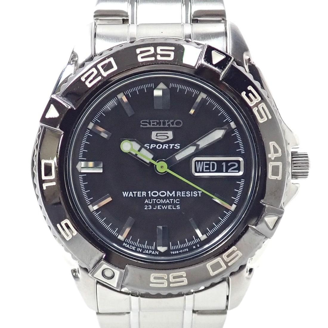 Seiko Five Sports Men's Automatic Watch SS 7S36 00Y0 Winding: --- Catalog ---Category: SizeWrist Size: 16cm / 6.29''Case Diameter: 41mm / 1.61''Category: DesignType: WristwatchGender: MenColor (Dial): BlackMaterial (Band): Stainless steelMaterial (Case): Stainle