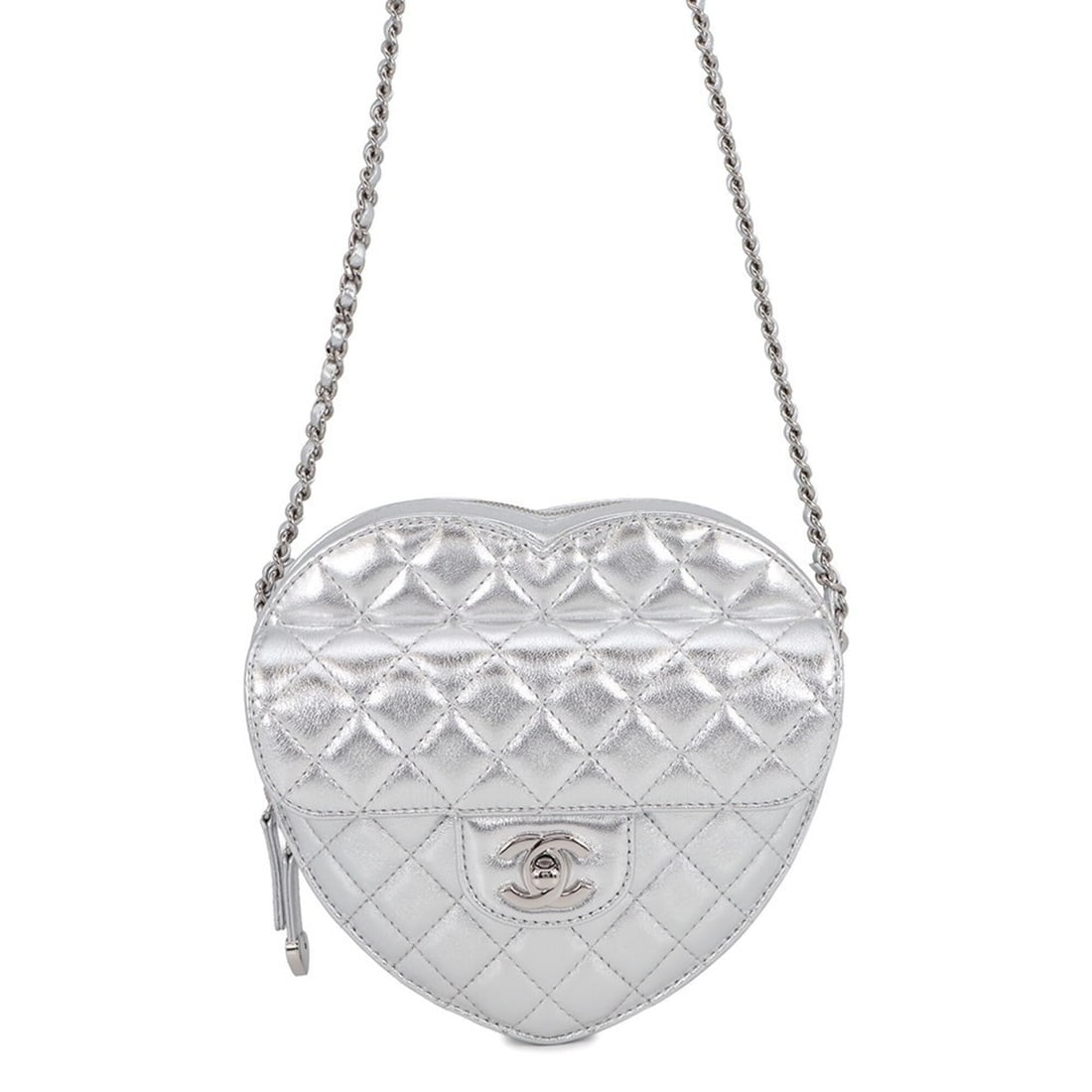 Chanel Chain Shoulder Bag Matelassé Coco Mark Heart Shape Metallic Lambskin AS5764 CHANEL Handbag: --- Catalog ---Category: SizeSize (HxWxD): 17.5cm x 19cm x 5cm / 6.88'' x 7.48'' x 1.96''Category: DesignType: Handbag, Shoulder bagColor: SilverGender: WomenMaterial: Leather Category: GeneralMPN: AS