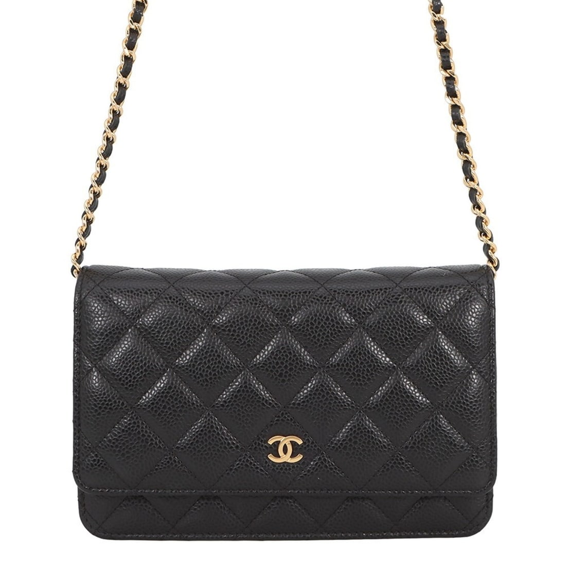 Chanel Chain Wallet Classic Matelassé Coco Mark Caviar Skin AP0250 CHANEL Black Women's WALLET (1 of 16)