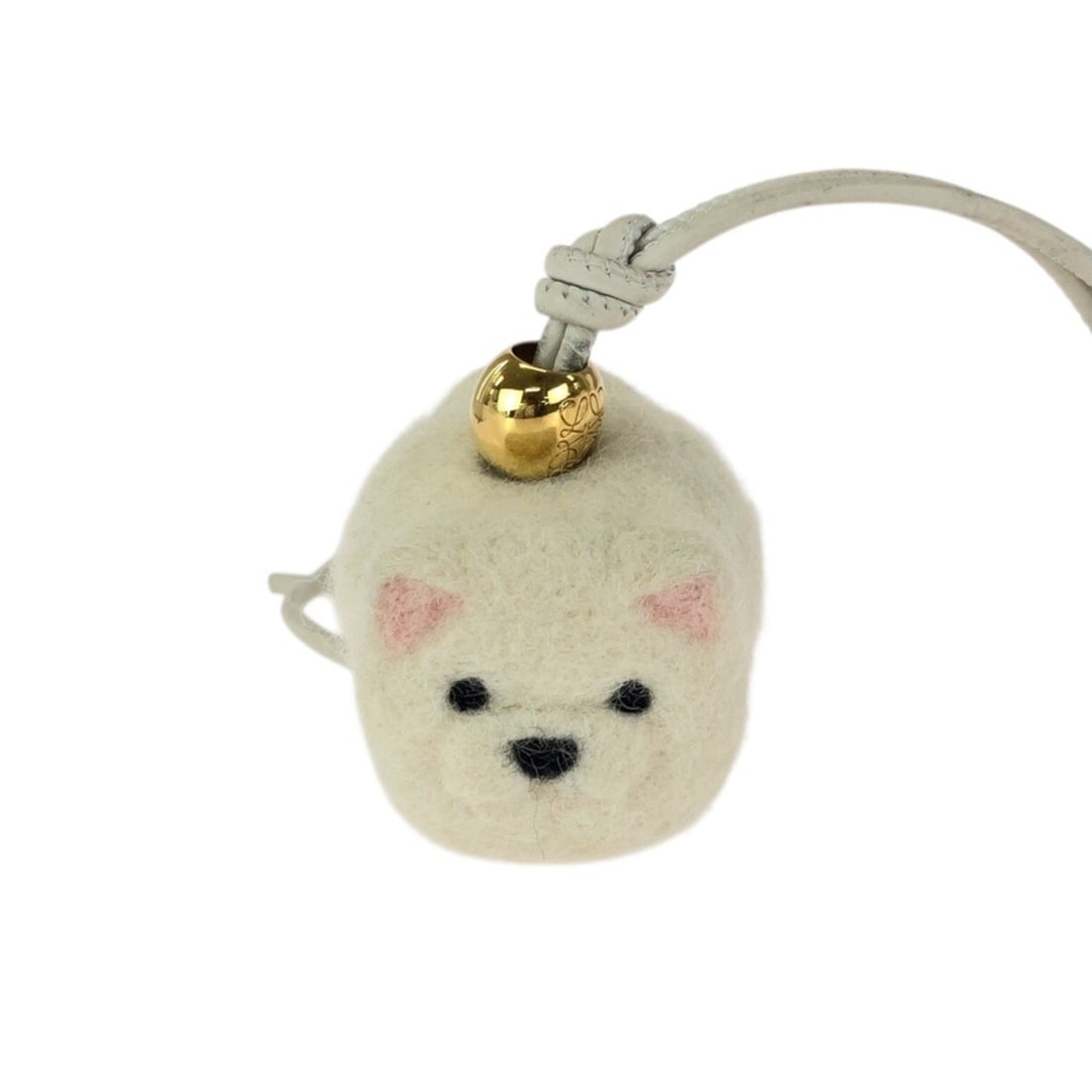 LOEWE Chow Charm, Off-White, Gold Hardware, Felt, Leather, Keychain, Strap, Accessory, Bag Women's: --- Catalog ---Category: SizeSize (HxWxD): 4cm x 4cm x 4cm / 1.57'' x 1.57'' x 1.57''Category: DesignType: KeyringColor: Off-whiteGender: WomenMaterial: LeatherCategory: GeneralBrand: LoeweCountry of 