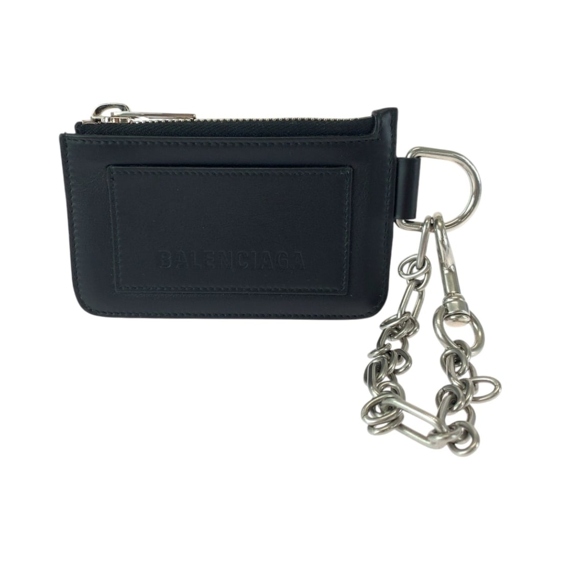 BALENCIAGA Balenciaga Logo Black Silver Hardware Leather 655594 Chain Wallet/Coin Case Fragment: --- Catalog ---Category: DesignType: Card caseColor: BlackGender: MenMaterial: Leather Category: GeneralMPN: 655594Brand: BalenciagaCountry of Origin: FranceCategory: Physical PropertiesSize (HxWxD): 