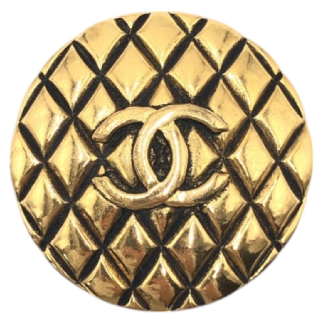CHANEL Vintage Matelassé Coco Mark Gold Metal Brooch for Women: --- Catalog ---Category: SizeSize (HxWxD): 4.5cm x 4.5cm / 1.77'' x 1.77''Category: DesignType: BroochColor: GoldGender: WomenMaterial: MetalCategory: GeneralBrand: ChanelCountry of Origin: France--- 