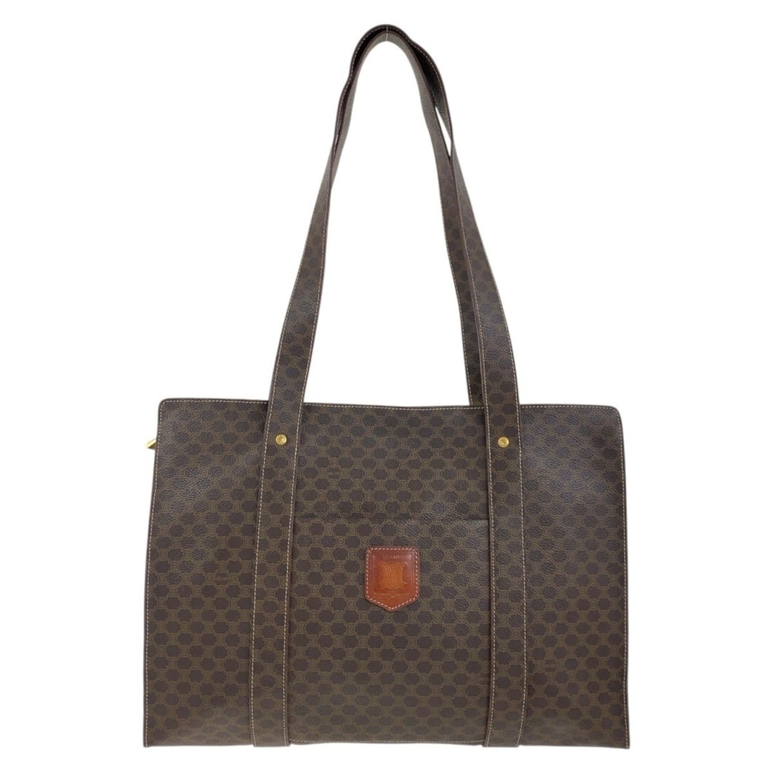 CELINE Vintage Macadam Brown Tote Bag/Shoulder Bag (MC98 2) - Women's (1 of 13)
