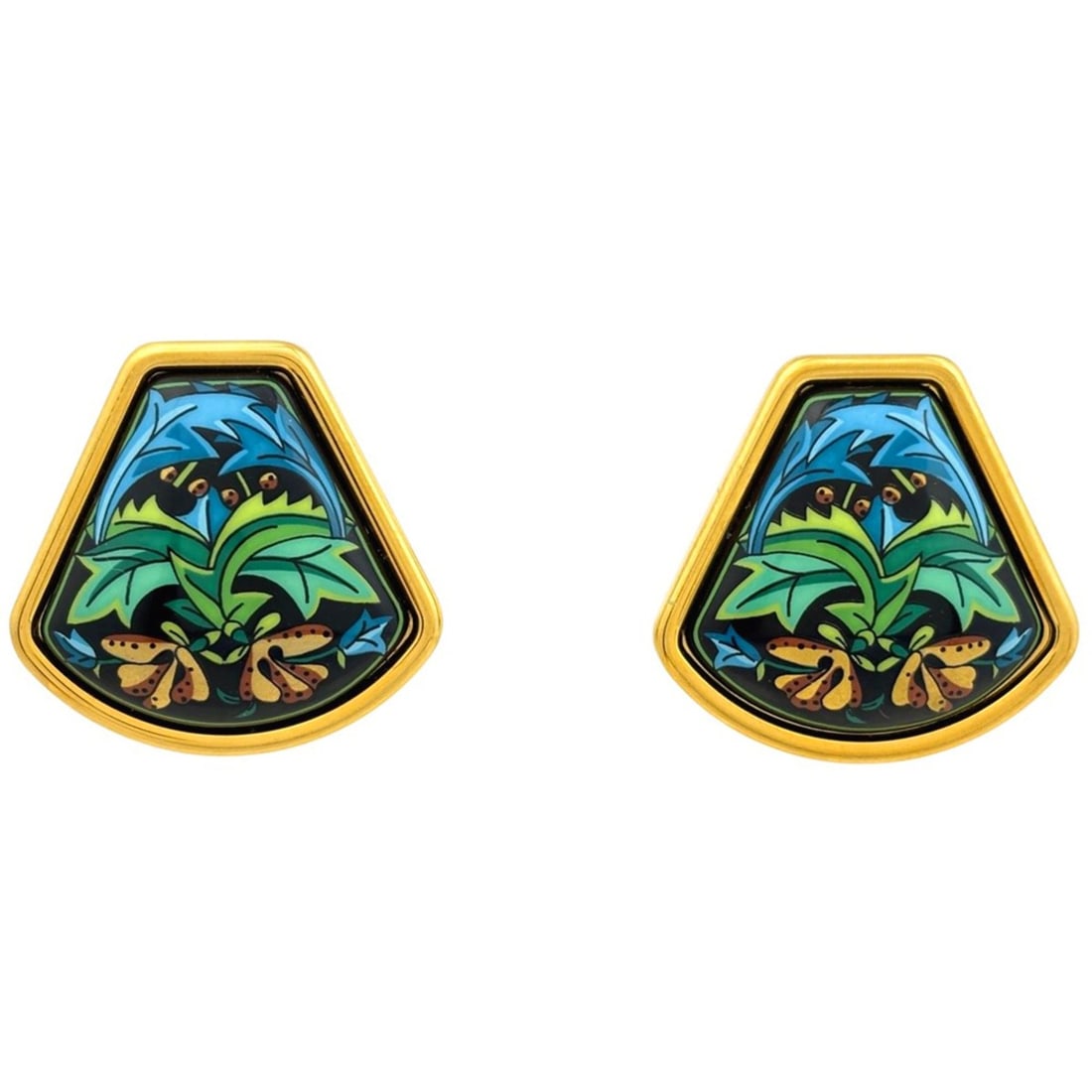 Hermes enamel earrings, cloisonné enamel, GP gold, blue, women's.: --- Catalog ---Category: SizeStone Size (HxW): 26.00mm x 25.00mm / 1.02'' x 0.98''Category: DesignColor: Blue, GoldGender: WomenCategory: GeneralBrand: Hermes--- Item List ---Section: ConditionRanking