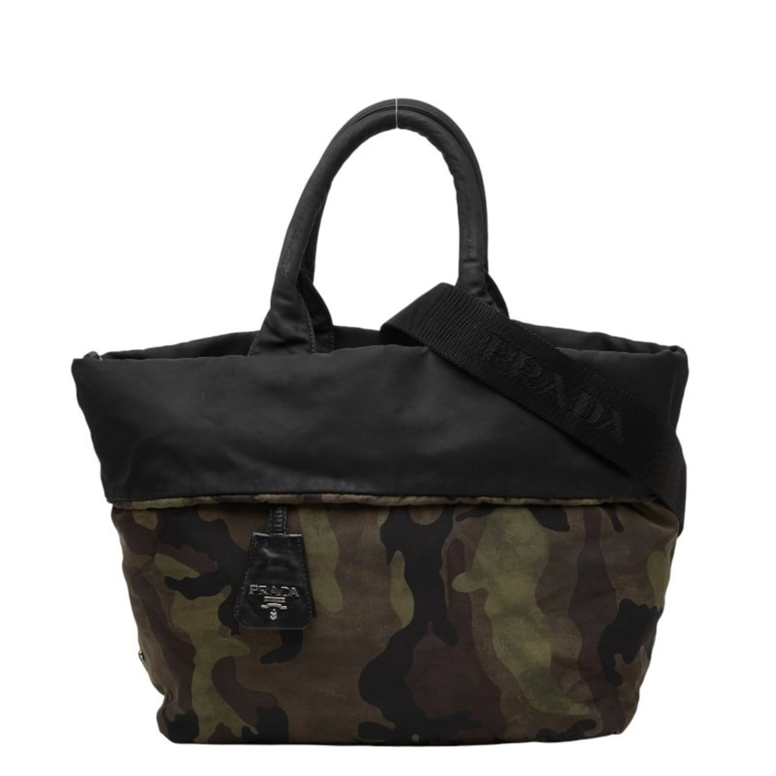 Prada Triangle Logo Plate Camouflage Reversible Handbag Shoulder Bag 2WAY BR4521 Khaki Black Nylon: --- Catalog ---Category: SizeSize (HxWxD): 20cm x 41cm x 15cm / 7.87'' x 16.14'' x 5.9''Category: DesignType: Handbag, Shoulder bagColor: Black, KhakiGender: WomenMaterial: Nylon Category: GeneralMPN:
