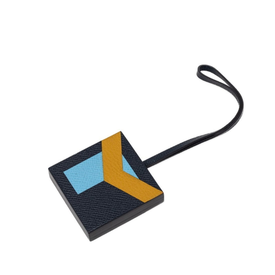 Hermes Lettre au Carré Accessory Bag Charm Navy Blue Yellow Veau Epsom Chevre Leather Women's: --- Catalog ---Category: SizeChain Length: 200.00mm / 7.87''Size (HxWxD): 60.00mm x 60.00mm / 2.36'' x 2.36''Category: DesignType: Handbag charmColor: Blue, Navy, YellowGender: WomenMaterial: Chevre l