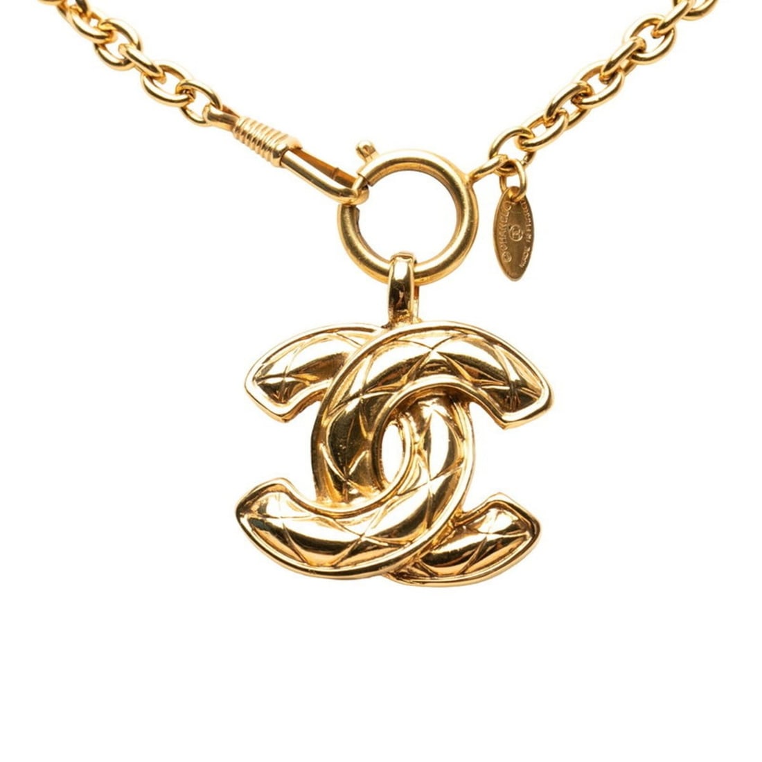 Chanel Coco Mark Chain Pendant Necklace, Gold Plated, Women's.: --- Catalog ---Category: SizePendant Size: 43.6mm x 39.5mm / 1.71'' x 1.55''Neck Circumference: 95 cm / 37.4''Category: DesignColor: GoldGender: WomenMaterial: Gold platingPendant Type: PendantNecklac