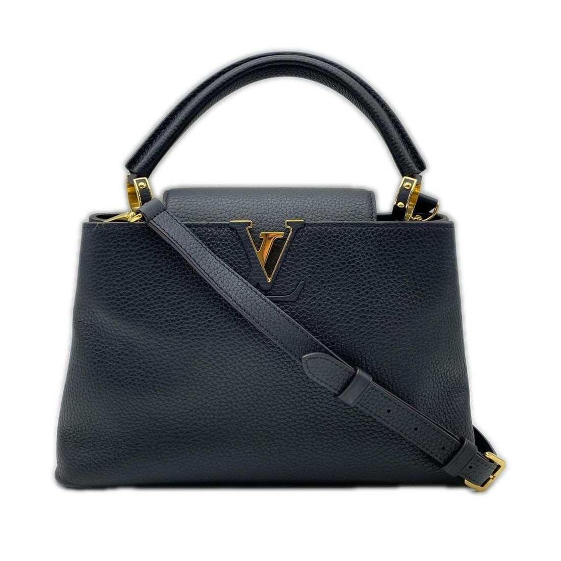 LOUIS VUITTON Taurillon Capucines BB M94755 Handbag, Black Leather, Women's: --- Catalog ---Category: SizeSize (HxWxD): 17.3cm x 27cm x 9cm / 6.81'' x 10.62'' x 3.54''Strap Length: 112cm / 44.09''Category: DesignType: HandbagColor: BlackGender: WomenMaterial: Leather Leather/F