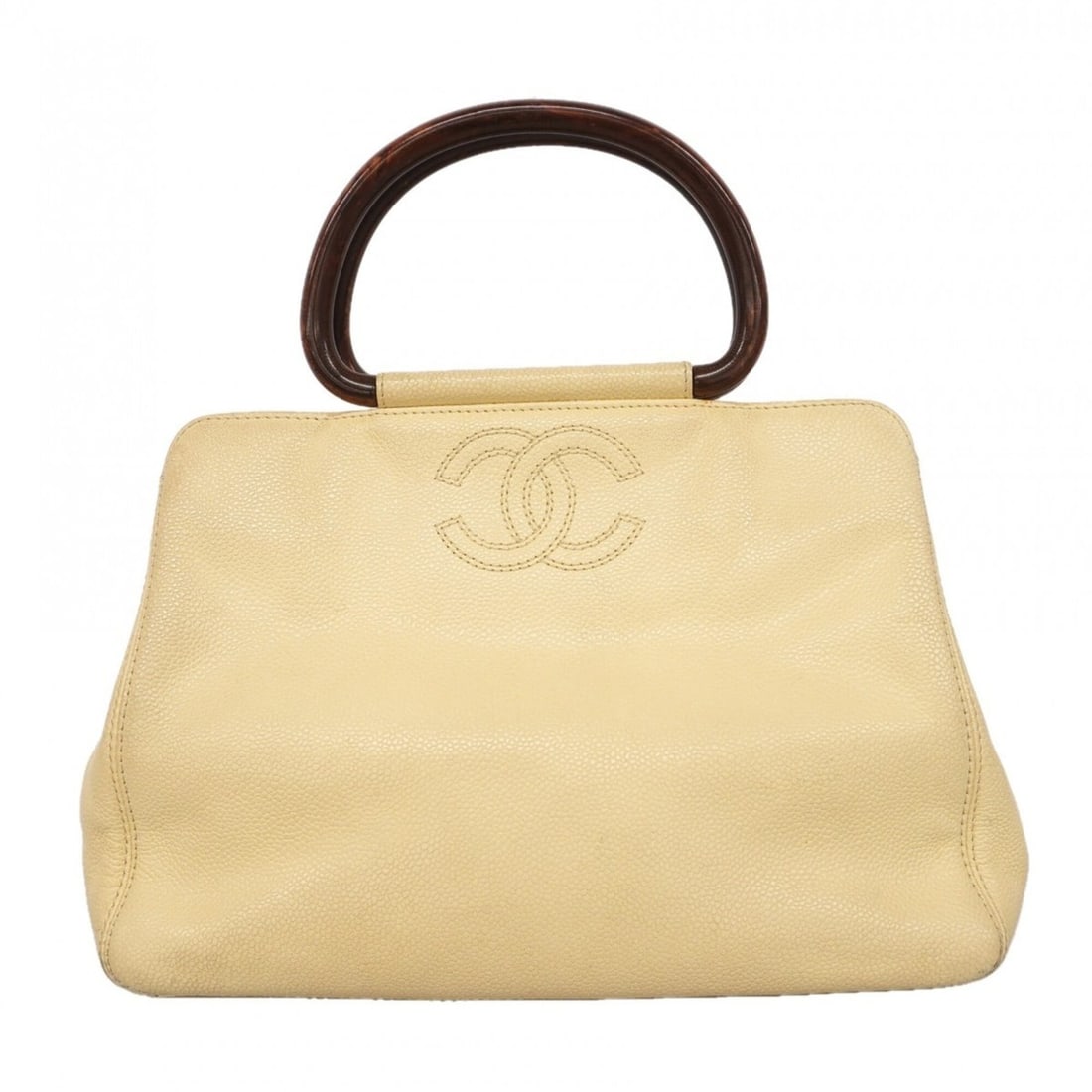 Chanel handbag, caviar leather, ivory, women's.: --- Catalog ---Category: SizeSize (HxWxD): 21cm x 26cm x 8cm / 8.26'' x 10.23'' x 3.14''Category: DesignType: HandbagColor: IvoryGender: WomenMaterial: Grained Calfskin Hardware Color: GoldCategory: G