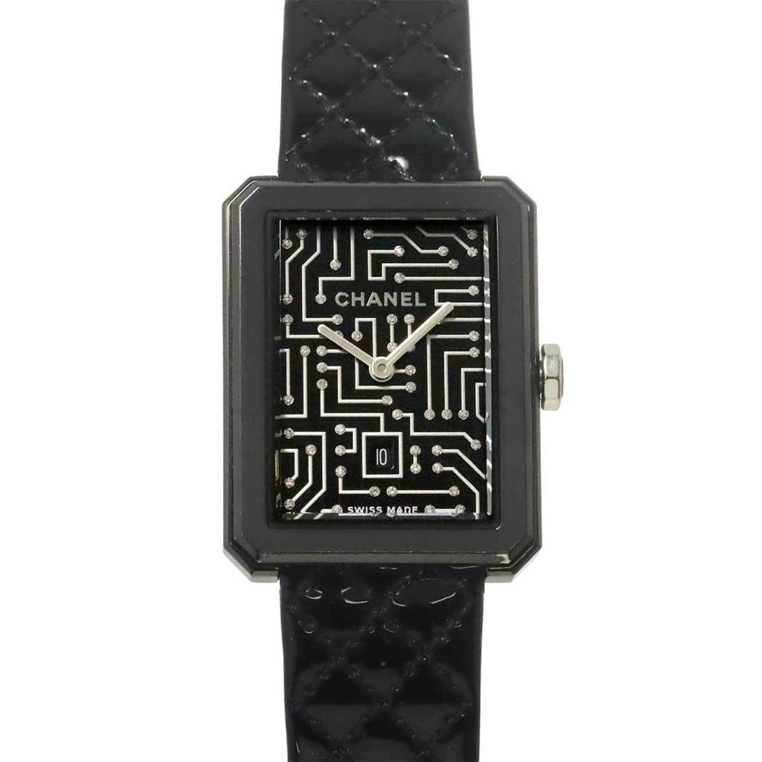 Chanel Boyfriend Cyberdata H7946 Boys' Watch Diamond Date Black Quartz: --- Catalog ---Category: SizeWrist Size: 12.5cm - 16cm / 4.92'' - 6.29''Case Diameter: 27mm / 1.06''Category: DesignType: WristwatchGender: BoysColor (Dial): BlackMaterial (Band): LeatherMaterial (Cas