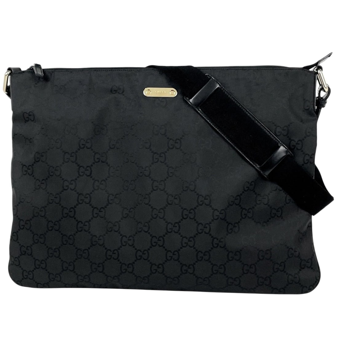 Gucci GG pattern shoulder bag, nylon, black, 190628, women's.: --- Catalog ---Category: SizeSize (HxWxD): 34cm x 47cm x 1cm / 13.38'' x 18.5'' x 0.39''Category: DesignType: Shoulder bagColor: BlackGender: WomenMaterial: Nylon , Leather Category: GeneralMPN: