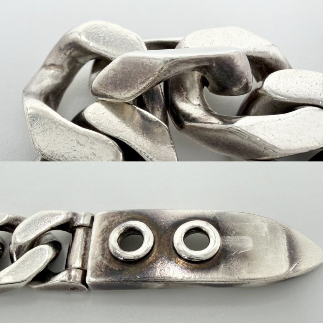 Hermes men's Brooke Sellier MM bracelet, jewelry accessory with adjustable clasp, made of 925: --- Catalog ---Category: SizeLength: 19.5cm - 20.5cm / 7.67'' - 8.07''Category: DesignType: Charm braceletGender: MenMaterial: Silver 925Category: GeneralBrand: Hermes--- Item List ---Section: Conditi