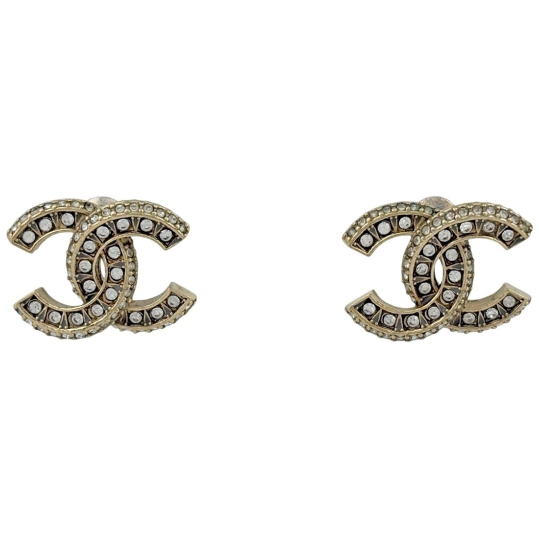 Chanel Coco Mark Rhinestone Earrings, GP Gold, Women's: --- Catalog ---Category: SizeSize (HxWxD): 1.50mm x 1.40mm / 0.06'' x 0.06''Category: DesignType: Stud earringsColor: GoldGender: WomenMaterial: Gold platingCategory: GeneralBrand: Chanel--- Item List