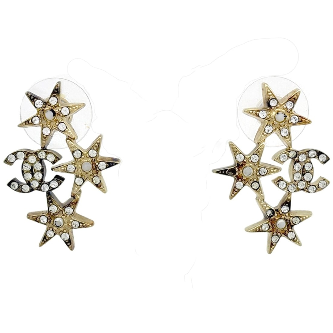 Chanel Coco Mark Rhinestone Earrings, GP Gold, Women's: --- Catalog ---Category: SizeSize (HxWxD): 2.50mm x 1.90mm / 0.10'' x 0.07''Category: DesignType: Stud earringsColor: GoldGender: WomenMaterial: Gold platingCategory: GeneralBrand: Chanel--- Item List