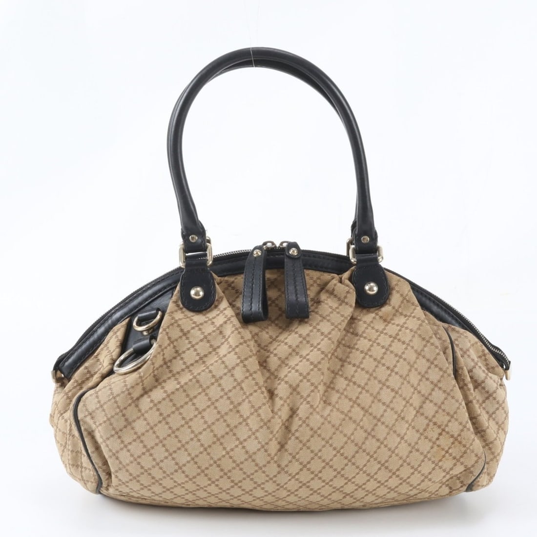 Gucci Diamante Satchel 223974 Leather Canvas Tote Bag Handbag Shoulder for Women: --- Catalog ---Category: SizeSize (HxWxD): 26cm x 35cm x 17cm / 10.23'' x 13.77'' x 6.69''Handle Length: 50cm / 19.68''Category: DesignType: Handbag, Tote bagColor: BeigeGender: WomenMaterial: Canvas 