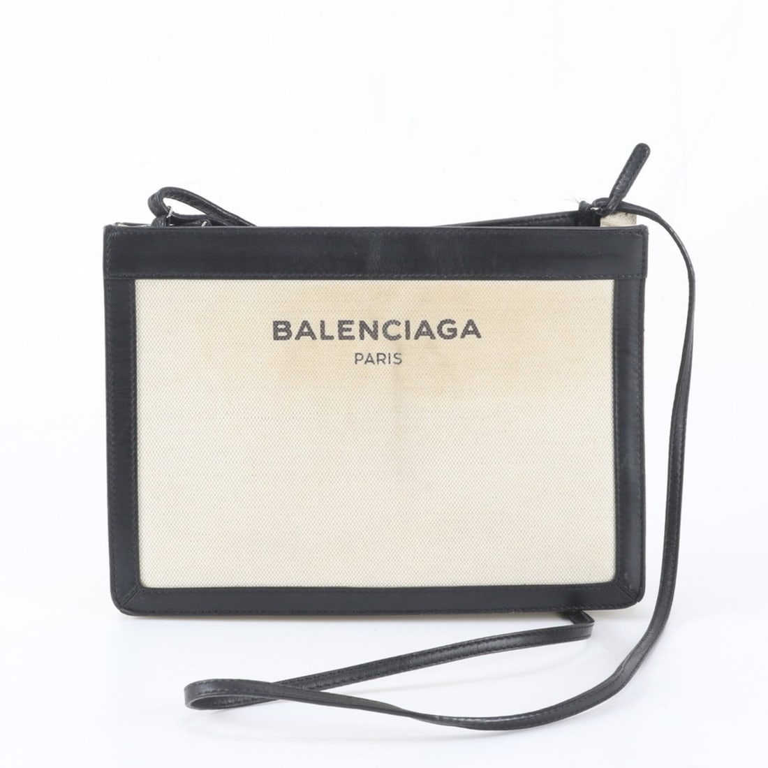 Balenciaga Navy Pochette 339937 Leather Canvas Shoulder Bag Crossbody Women's: --- Catalog ---Category: SizeSize (HxWxD): 18cm x 27cm x 7cm / 7.08'' x 10.62'' x 2.75''Strap Length: 120cm / 47.24''Category: DesignType: Pochette, Shoulder bagColor: Beige, NavyGender: WomenMaterial