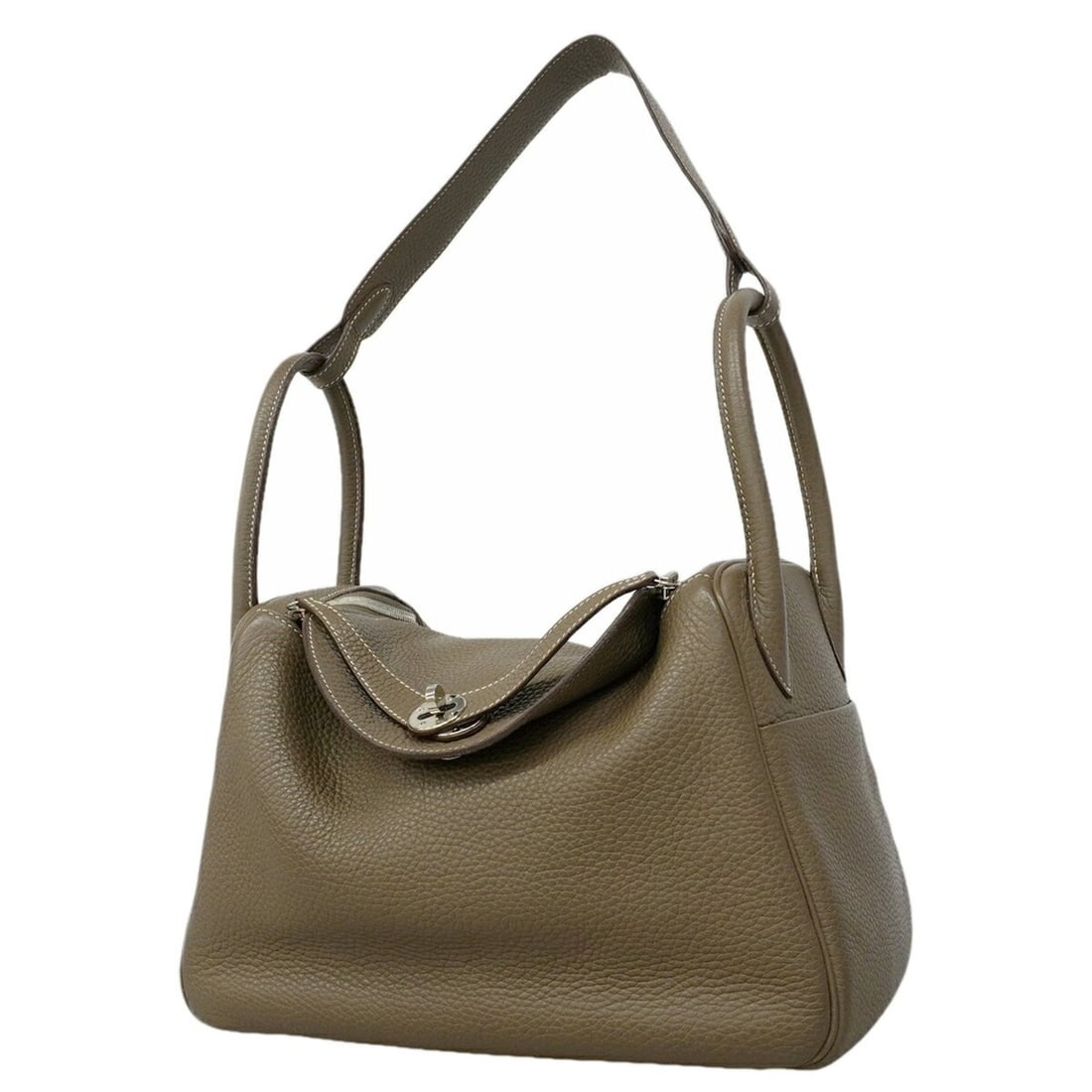 Hermes Lindy 30 Handbag, Taurillon Clemence Leather, Etoupe, A Stamp, 2-way Bag for Women, OP009708: --- Catalog ---Category: SizeSize (HxWxD): 21cm x 30cm x 16cm / 8.26'' x 11.81'' x 6.29''Category: DesignType: HandbagColor: Etoupe grayGender: WomenMaterial: Taurillon clemence leather Hardware Color