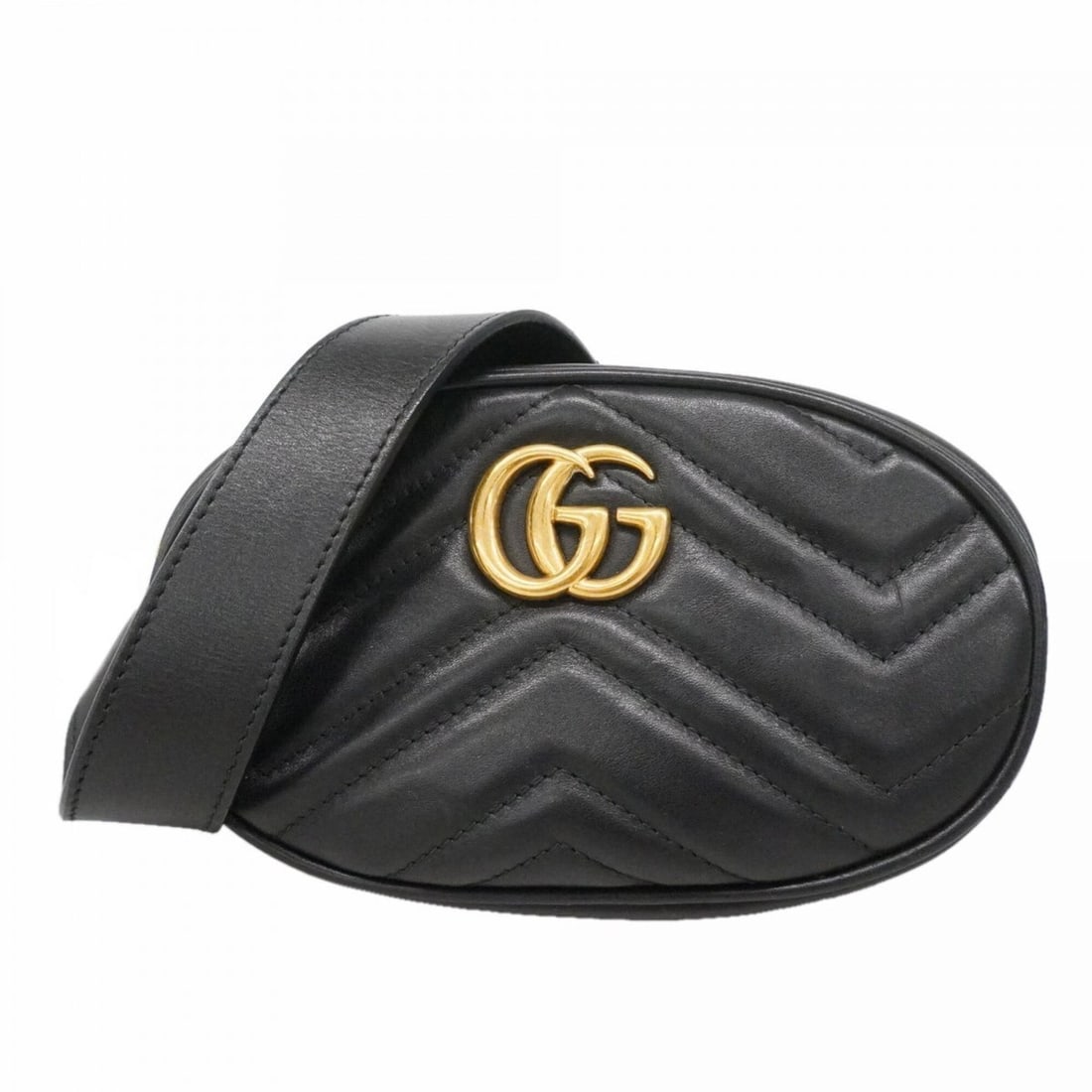 Gucci GG Marmont 476434 Leather Waist Bag, Black, Women's OP009620: --- Catalog ---Category: SizeSize (HxWxD): 10.5cm x 18cm x 4.5cm / 4.13'' x 7.08'' x 1.77''Category: DesignType: Fanny packColor: BlackGender: WomenMaterial: Leather Hardware Color: GoldCategory: Gene