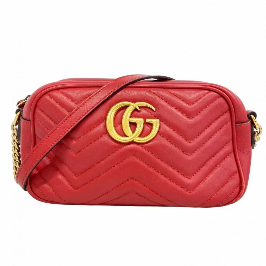 Gucci GG Marmont Shoulder Bag 447632 Leather Red Women's OP009107: --- Catalog ---Category: SizeSize (HxWxD): 14cm x 24cm x 7cm / 5.51'' x 9.44'' x 2.75''Category: DesignType: Shoulder bagColor: Red colorGender: WomenMaterial: Leather Hardware Color: GoldCategory: Ge