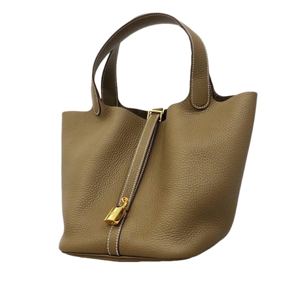 Hermes Picotin Lock MM Handbag, Taurillon Clemence Leather, Etoupe, K Stamp, Women's, OP005322: --- Catalog ---Category: SizeSize (HxWxD): 22cm x 21.5cm x 17cm / 8.66'' x 8.46'' x 6.69''Category: DesignType: HandbagColor: Etoupe grayGender: WomenMaterial: Taurillon clemence leather Hardware Colo