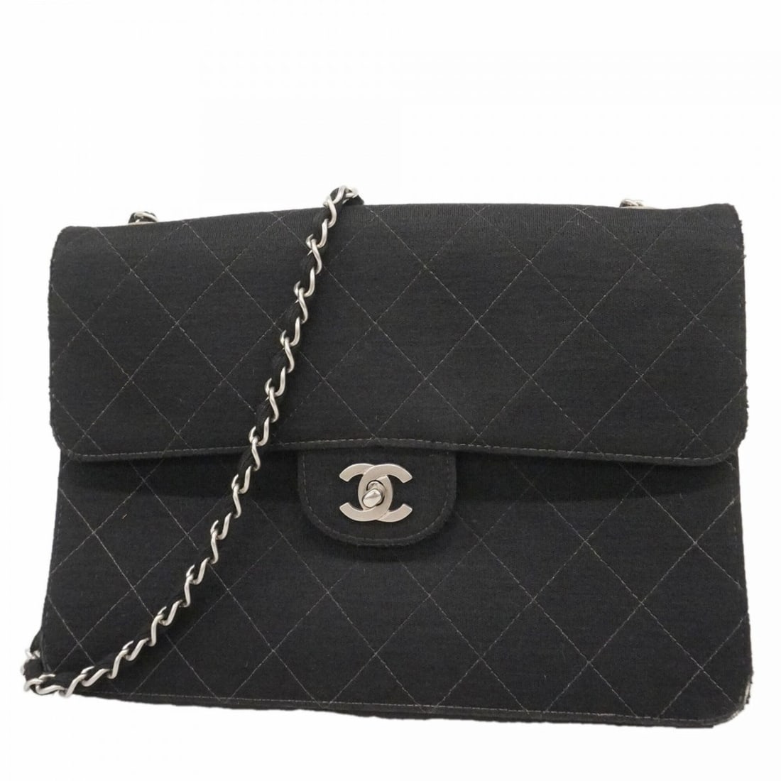 Chanel Matelassé Chain Shoulder Bag, Cotton, Black, Women's: --- Catalog ---Category: SizeSize (HxWxD): 20cm x 25cm x 9cm / 7.87'' x 9.84'' x 3.54''Category: DesignType: Shoulder bagColor: BlackGender: WomenMaterial: Cotton Hardware Color: SilverCategory: Gener