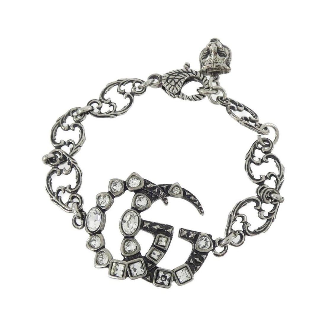 Gucci 530532 J1D50 Bracelet: --- Catalog ---Category: SizeLength: 19.5cm / 7.67''Category: DesignType: Charm braceletColor: Clear, SilverGender: Men,WomenCategory: GeneralMPN: 530532 J1D50Brand: Gucci--- Item List ---Section: Con