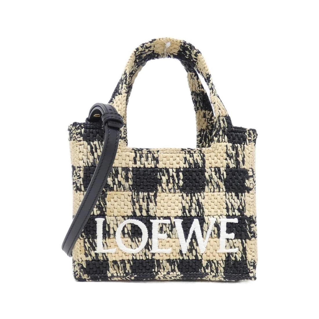 Loewe Font Tote Mini ALF1V46X10 Handbag: --- Catalog ---Category: SizeSize (HxWxD): 16.5cm x 19cm x 6.5cm / 6.49'' x 7.48'' x 2.55''Category: DesignType: HandbagColor: BlackGender: WomenMaterial: Raffia Category: GeneralMPN: