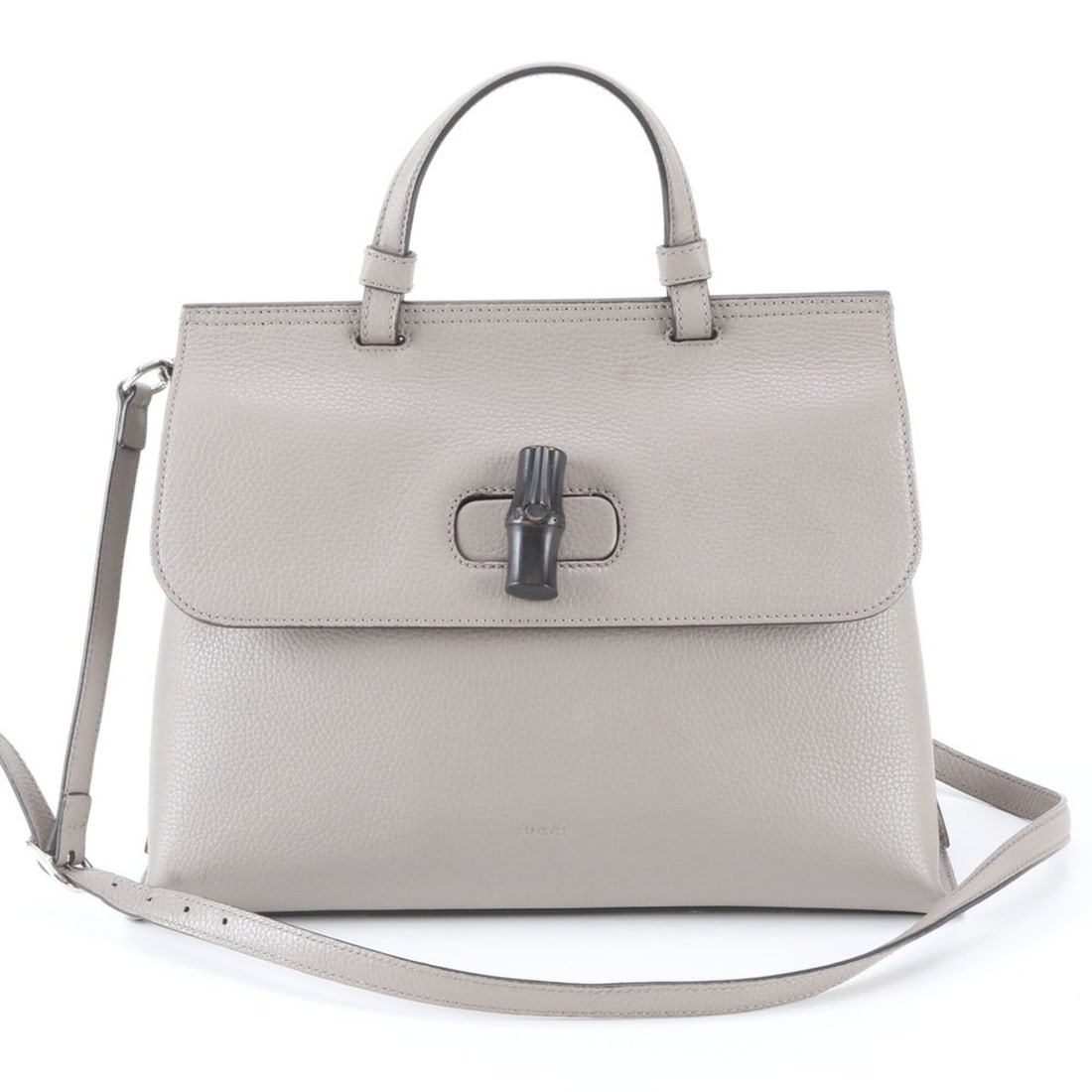 Gucci Bamboo Daily 392013 Leather 2-Way Shoulder Bag/Handbag, Gray, Women's: --- Catalog ---Category: SizeSize (HxWxD): 25cm x 33cm x 12cm / 9.84'' x 12.99'' x 4.72''Strap Length: 103cm / 40.55''Handle Length: 25cm / 9.84''Category: DesignType: Handbag, Shoulder bagColor: Gray