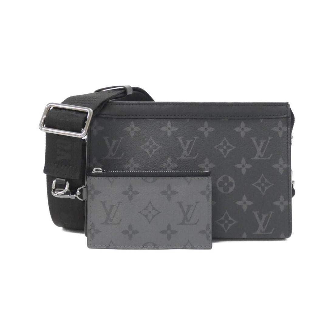 Louis Vuitton Monogram Eclipse Reverse Gaston Wearable Wallet M81124 Shoulder Bag: --- Catalog ---Category: SizeSize (HxWxD): 14cm x 22cm x 4cm / 5.51'' x 8.66'' x 1.57''Category: DesignType: Pouch, Shoulder bagColor: Black, GrisGender: MenMaterial: Coated canvas Hardware Color: Sil