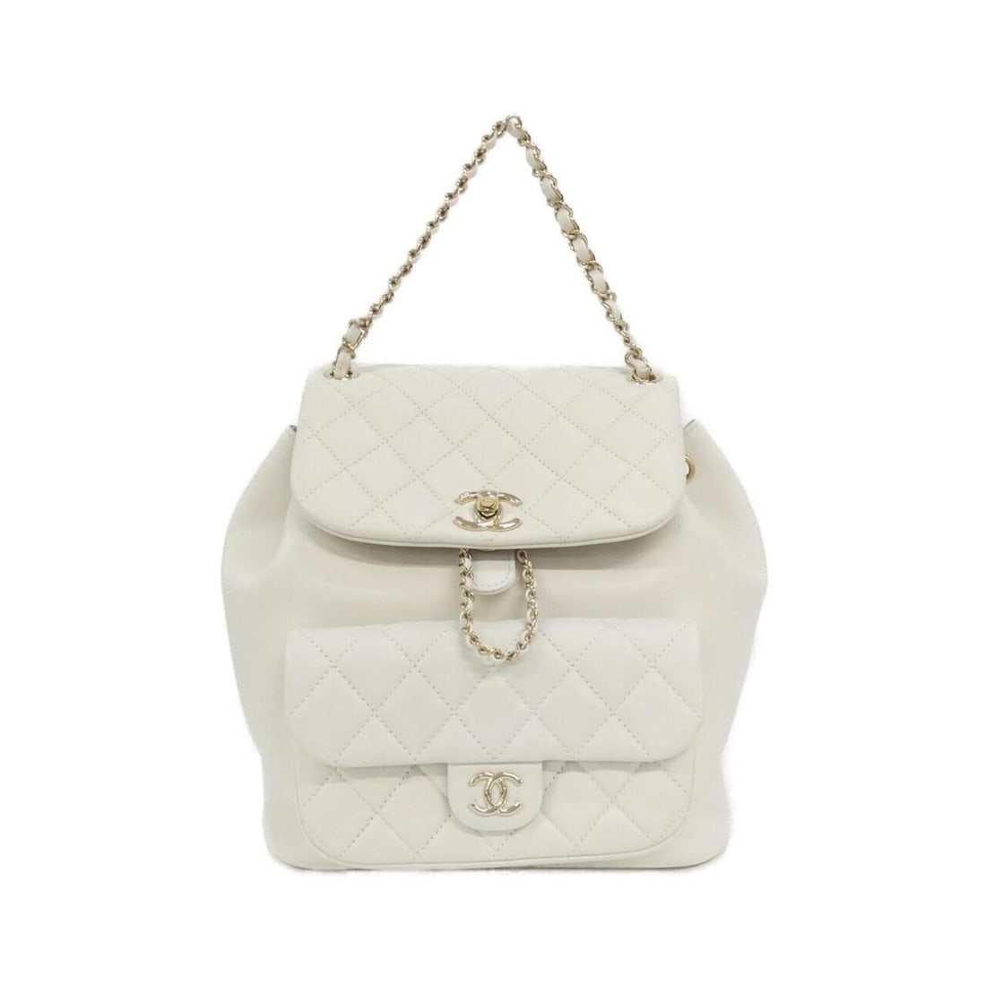 Chanel AS3618 Backpack: --- Catalog ---Category: SizeSize (HxWxD): 22cm x 21cm x 13.5cm / 8.66'' x 8.26'' x 5.31''Category: DesignType: BackpackColor: WhiteGender: WomenMaterial: Leather Hardware Color: GoldLeather/Fur Type: