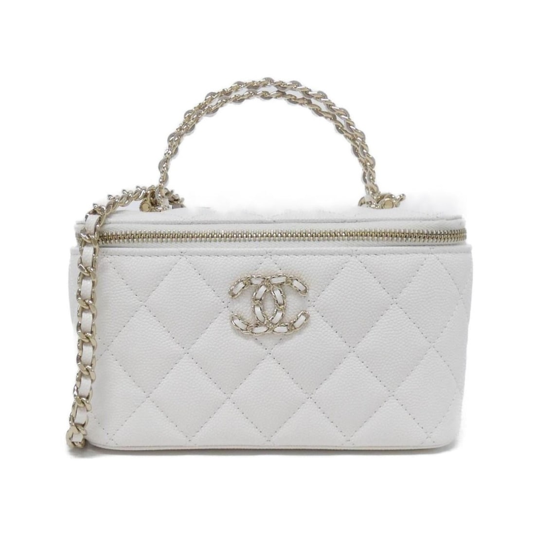 Chanel AP5182 handbag: --- Catalog ---Category: SizeSize (HxWxD): 10cm x 16cm x 8cm / 3.93'' x 6.29'' x 3.14''Category: DesignType: HandbagColor: WhiteGender: WomenMaterial: Grained Calfskin Hardware Color: GoldCategory: Ge